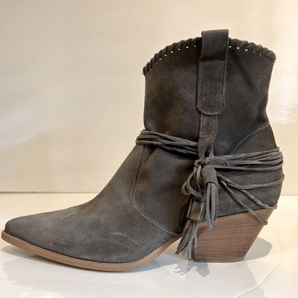Ron White “Braillee” Grey Suede Pointed Toe Booties‎ Size 40 - Picture 1 of 15